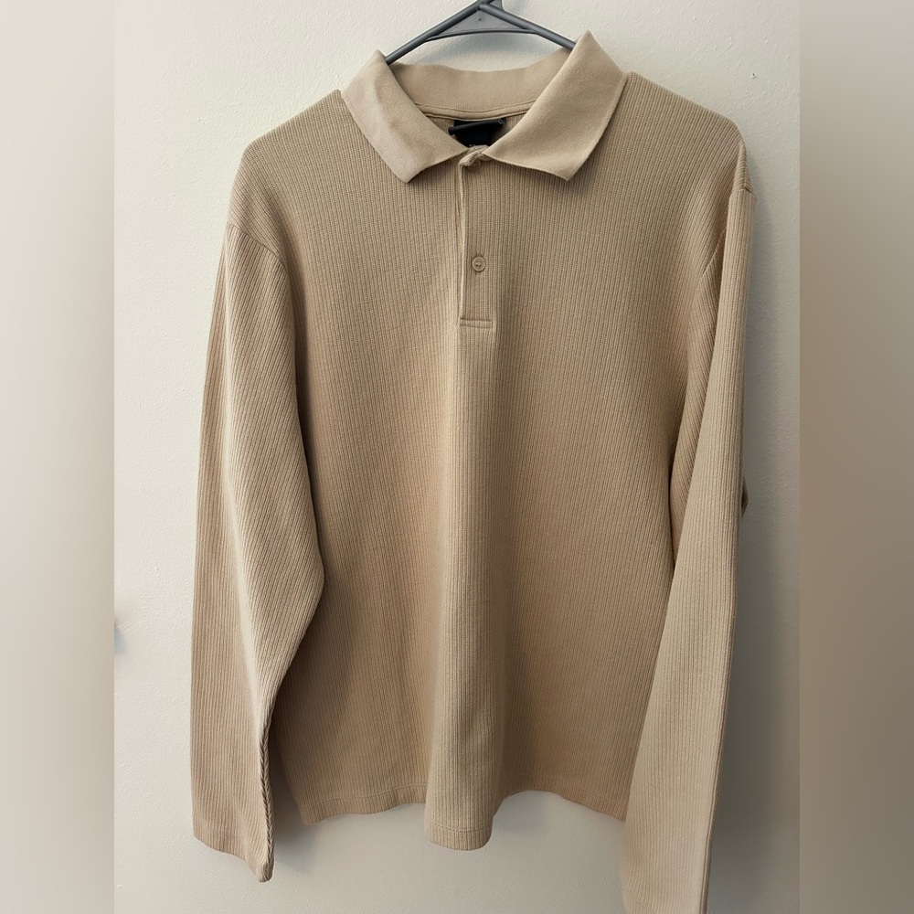 H&M Beige Long Sleeve Polo Shirt